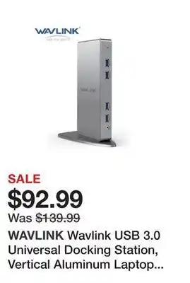 Newegg Wavlink usb 3.0 universal docking station, vertical aluminum laptop docking station, dual monitor display usb3.0 dock for hdm offer