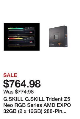 Newegg G.skill trident z5 neo rgb series amd expo 32gb (2 x 16gb) 288-pin pc ram ddr5 5600 (pc5 44800) desktop memory model f5-5600j offer
