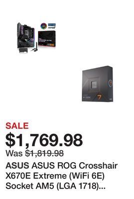 Newegg Asus rog crosshair x670e extreme (wifi 6e) socket am5 (lga 1718) ryzen 7000 eatx gaming motherboard eatx (20 + 2 power stages offer