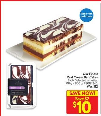 Walmart Our finest real cream bar cakes offer