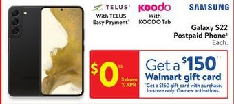 Walmart Galaxy s22 postpaid phone‡ offer