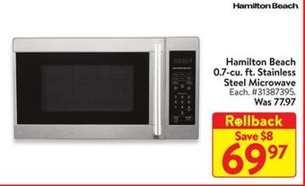 Walmart Hamilton beach 0.7-cu. ft. stainless steel microwave offer