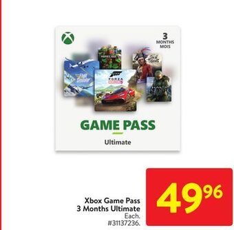 Walmart Xbox game pass 3 months ultimate offer