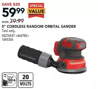 Lowe's Craftsman 5" cordless random orbital sander offer