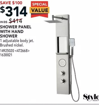 Lowe's Style selections shower panel with hand shower offer