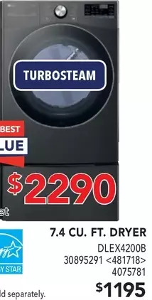 Lowe's 7.4 cu. ft. dryer offer