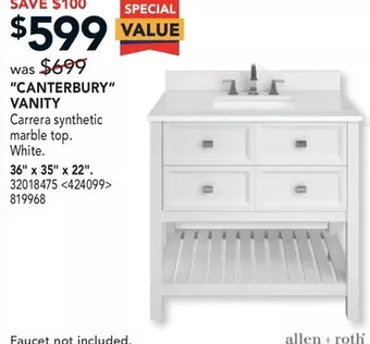 Lowe's Allen + roth "canterbury" vanity offer