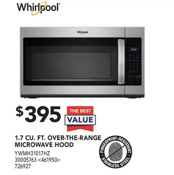 Lowe's Whirlpool 1.7 cu. ft. over-the-range microwave hood offer