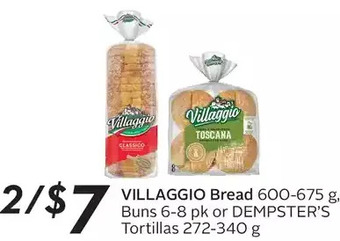 Sobeys Urban Fresh Villaggio bread, buns or dempster's tortillas offer