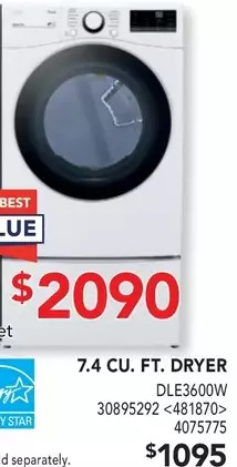 Lowe's 7.4 cu. ft. dryer offer