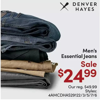 Mark's Denver hayes men's essential jeans offer