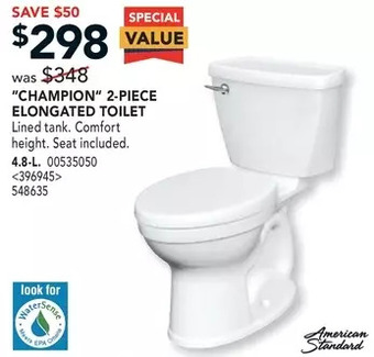 RONA "champion" 2-piece elongated toilet offer
