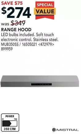 RONA Mistral range hood offer