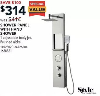RONA Shower panel with hand shower offer
