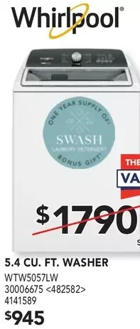 RONA Whirlpool 5.4 cu. ft. washer offer