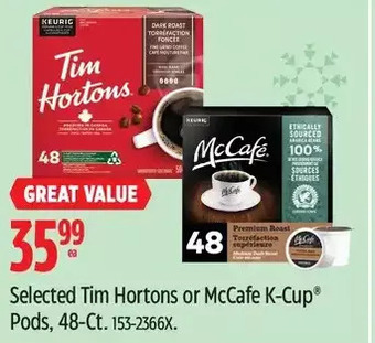 Canadian Tire Tim hortons or mccafe k-cup pods offer