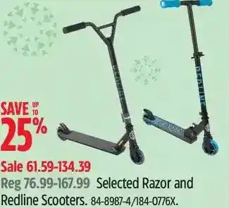 Canadian Tire Razor and redline scooters offer