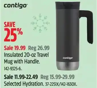 Canadian Tire Contigo insulated 20-oz travel mug with handle | hydration offer