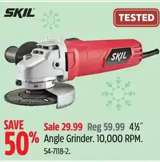 Canadian Tire Skil 4-1/2" angle grinder offer