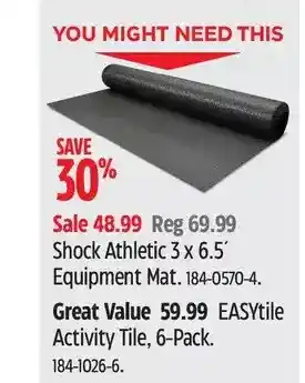 Canadian Tire Shock athletic 3 x 6.5' equipment mat | easytile activity tile offer