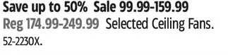 Canadian Tire Ceiling fans offer