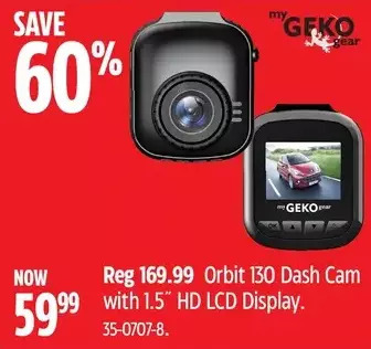 Canadian Tire Orbit 130 dash cam with 1.5" hd lcd display= offer