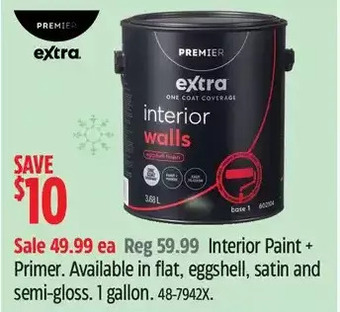 Canadian Tire Premier extra interior paint + primer offer