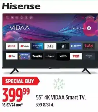 Canadian Tire 55" 4k vidaa smart tv offer