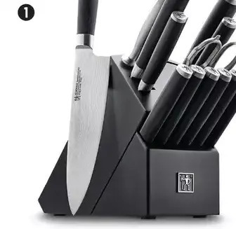Canadian Tire Henckels 14-pc damascus knife block set, black offer