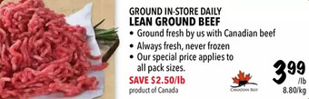 Farm Boy Ground in-store daily lean ground beef offer