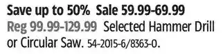 Canadian Tire Hammer drill or circular saw offer