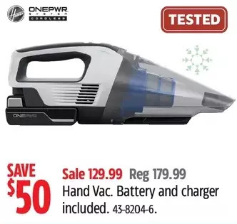 Canadian Tire Hoover onepwr hand vac offer