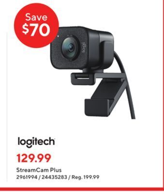 Staples Logitech streamcam plus offer