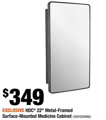 Home Depot Hdc 22" metal-framed surface-mounted medicine cabinet offer