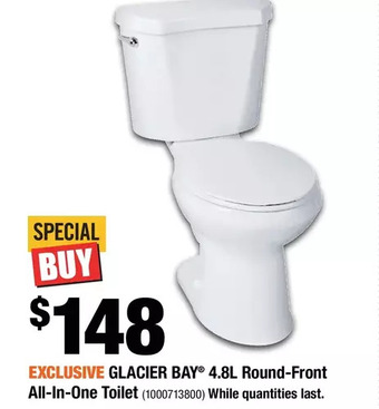 Home Depot Glacier bay 4.8l round-front all-in-one toilet offer