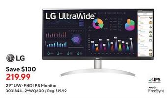 Staples Lg 29" uw-fhd ips monitor offer