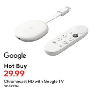 Staples Google chromecast hd with google tv offer