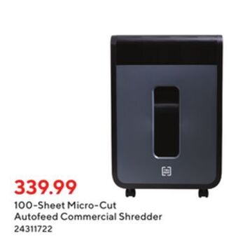 Staples Tru red 100-sheet micro-cut autofeed commercial shredder offer