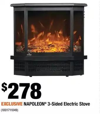 Home Depot Napoleon 3-sided electric stove offer
