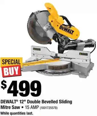 Home Depot Dewalt 12" double bevelled sliding mitre saw offer