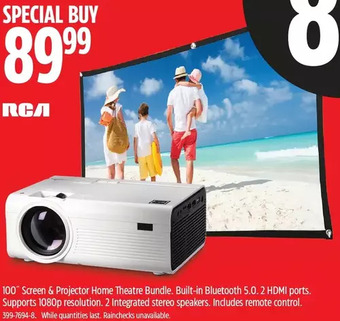 Canadian Tire Rca 100" screen & projector home theatre bundle offer