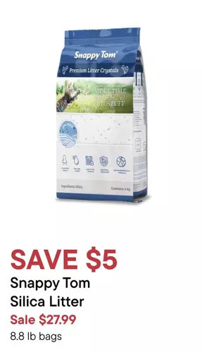 Petvalu Snappy tom silica litter offer