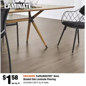 Home Depot Trafficmaster 8mm shaded oak laminate flooring offer