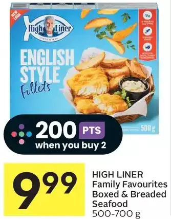 Foodland High liner family favourites boxed & breaded seafood offer