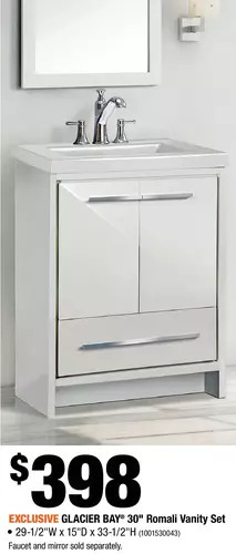 Home Depot Glacier bay 30" romali vanity set offer