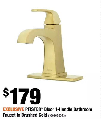 Home Depot Pfister bloor 1-handle bathroom faucet in brushed gold offer
