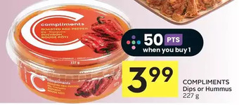 Foodland Compliments dips or hummus offer