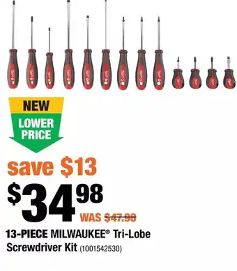 Home Depot Milwaukee tri-lobe screwdriver kit offer