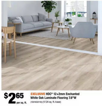 Home Depot Hdc 12+2mm enchanted white oak laminate flooring 7.6"w offer