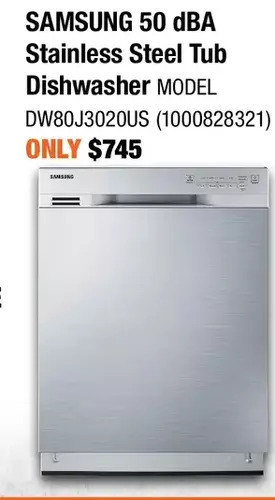 Home Depot Samsung 50 dba stainless steel tub dishwasher offer
